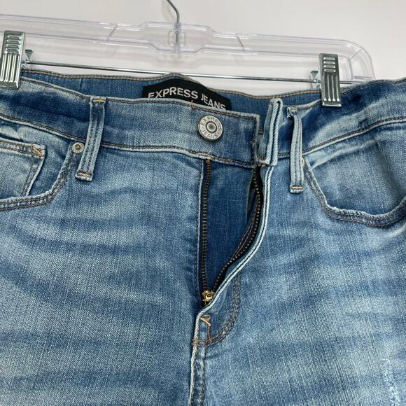 Express ankle super skinny mid rise color block jeans size 8s - Picture 2 of 16